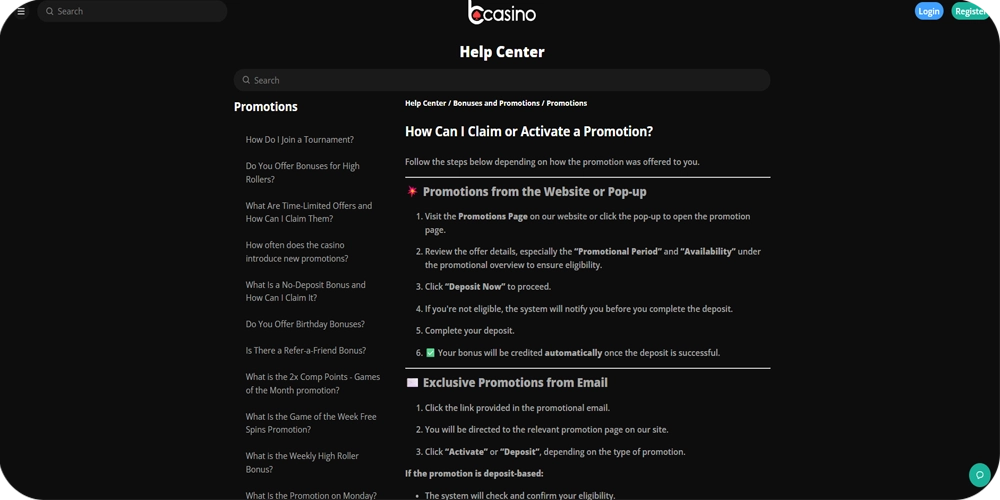 bCasino Bonus Claiming Guide