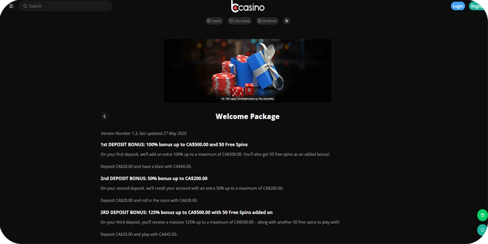 bCasino Welcome Bundle